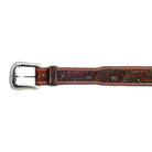 Men's Cowboy Chrome Brown Belt with Floral and Cross Tooling 2725