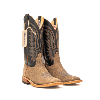 Anderson Bean Eastwood Camel with 13" Essex Blue Kidskin Top - Crazy House Western Wear