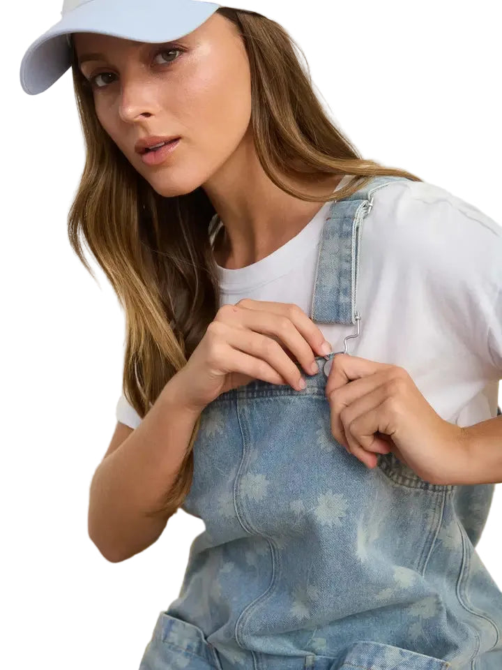 Women's Dandelion Washed Denim Overall Mini Dress TWS1190
