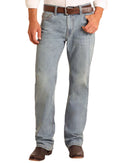 Men's Rock and Roll Denim Relaxed Fit Embroidery Straight Leg Jeans BM0SD06125