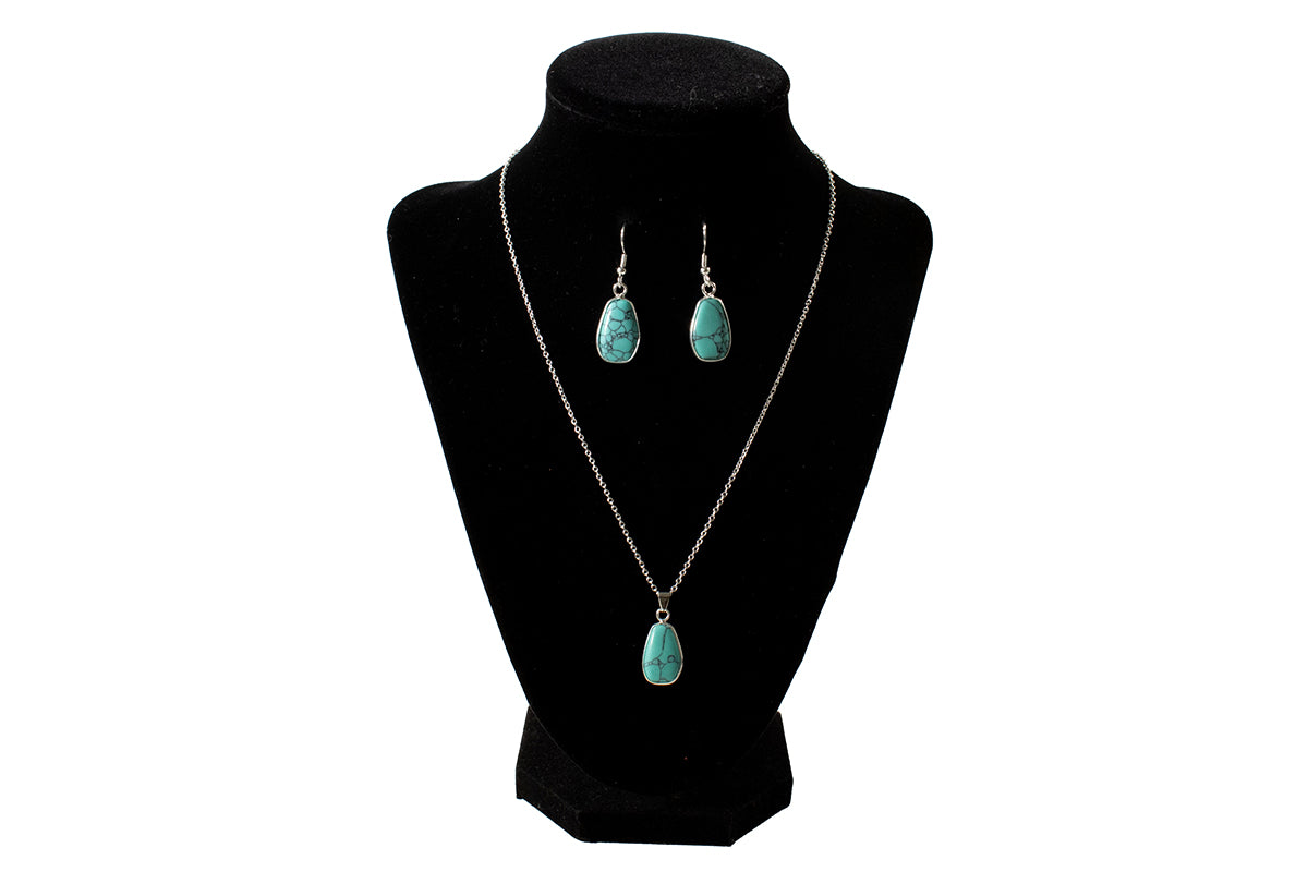 Women's Blazin Roxx Turquoise Pendant Earrings and Necklace Set 301000333