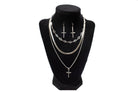 Women's Blazin Roxx 3 Chain Silver Necklace with Earrings 301000836