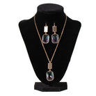 Women's Blazin Roxx Multi Colored Pendant with Gold Chain and Matching Earrings 3053997