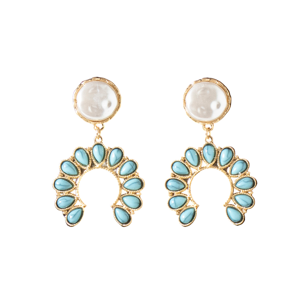 Women's Blazin Roxx Turquoise Semi Circle Earrings 3054433