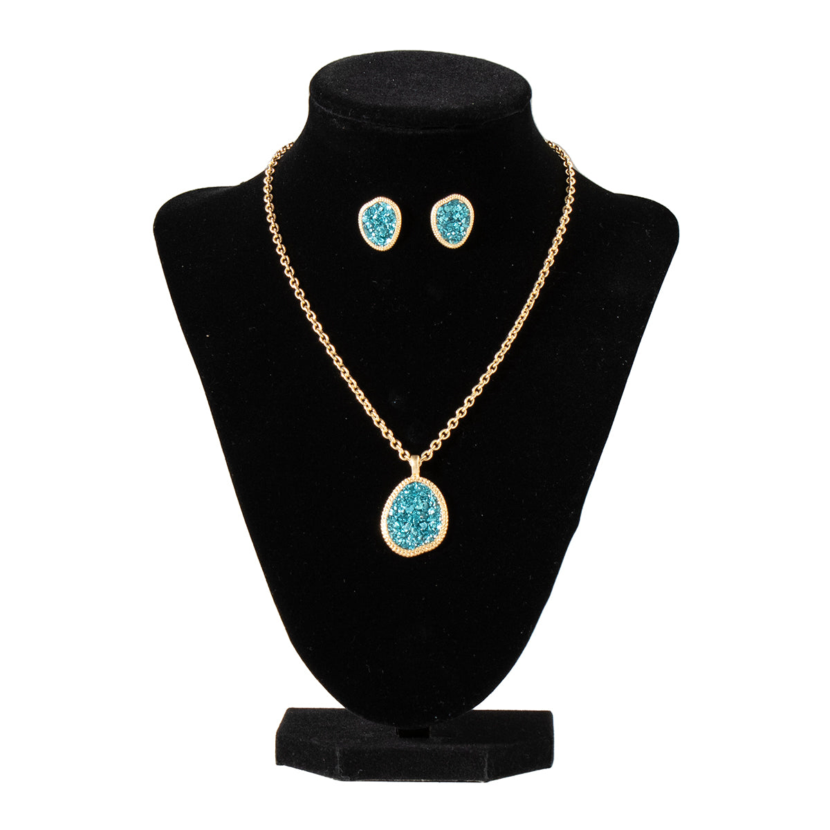 Women's Blazin Roxx Turquoise Pendant with Gold Chain Matching Jewelry Set 3055033