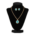 Women's Blazin Roxx Turquoise Pendant with Gold Chain Matching Jewelry Set 3055033