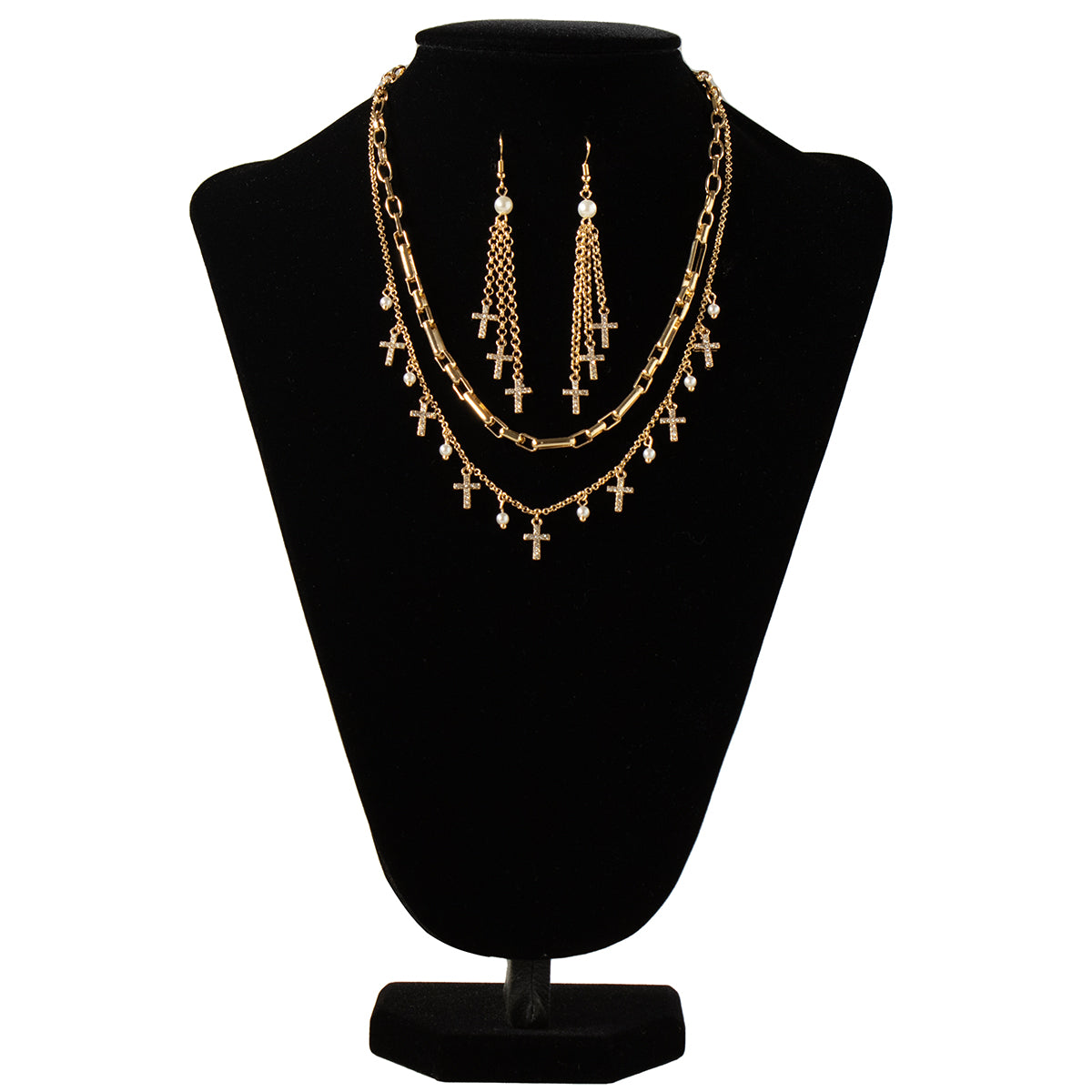 Women's Blazin Roxx Gold Plated Earrings and Necklace Set 3058535