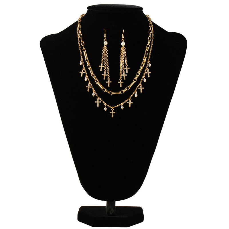 Women's Blazin Roxx Gold Plated Earrings and Necklace Set 3058535