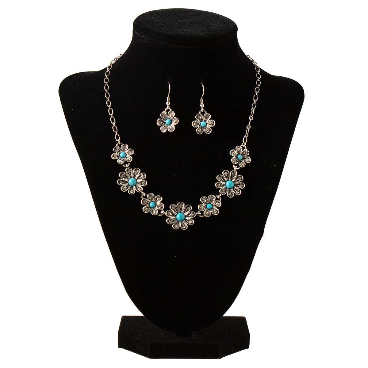 Women's Blazin Roxx Turquoise Flower Pendant Earring and Necklace Set 3058633