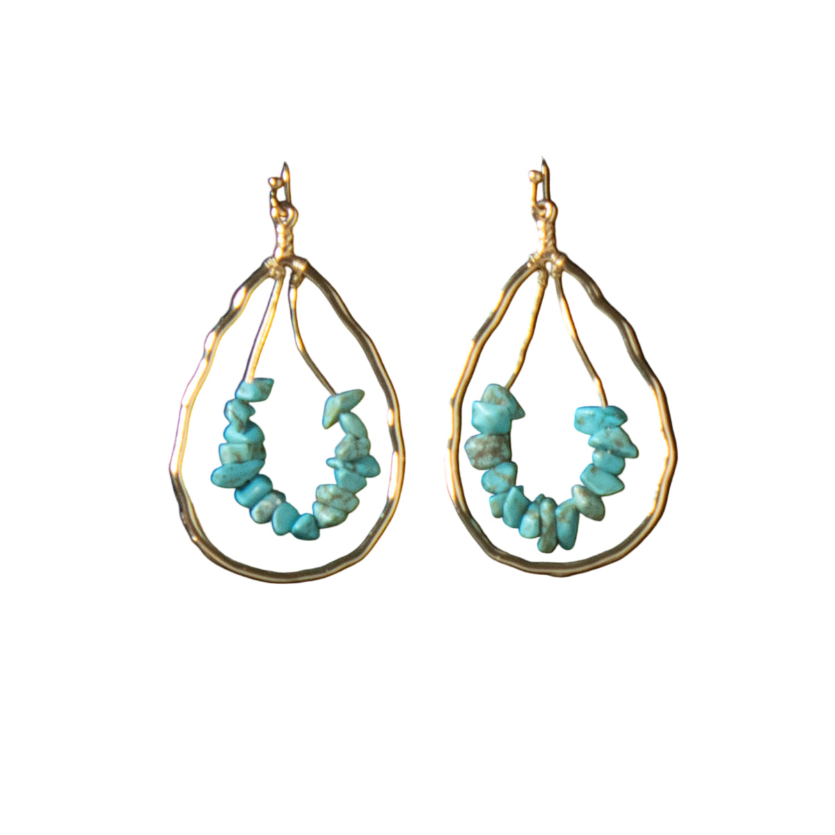 Women's Blazin Roxx Teardrop Gold and Turquoise Earrings 3059135