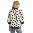 Women's White and Black Contrast Detail Side Slit Polka Dot Top H50220-4