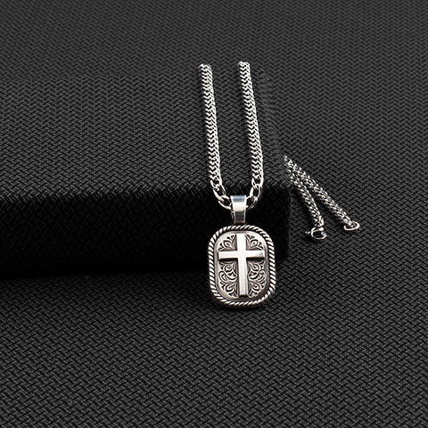 Men's Twister Stainless Chain with Cross Pendant 