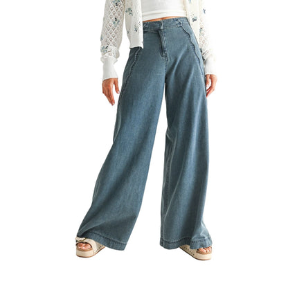 Women's Wide-leg Stretchy Denim Trousers CEPZ26336