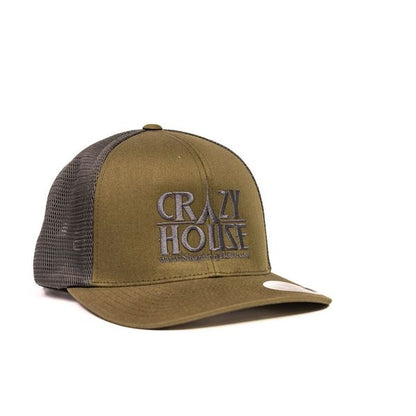 Green and Grey Snapback with Crazy House Stitching - Crazy House Western Wear