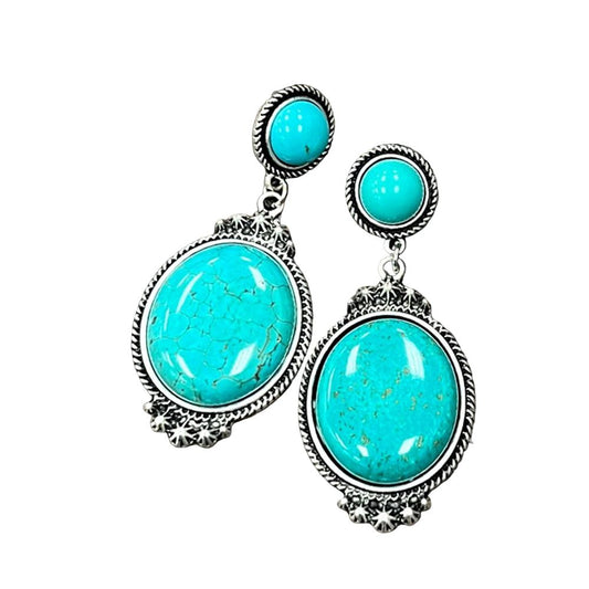 Women's Isac 2.5" Long Turquoise Post Earrings 
