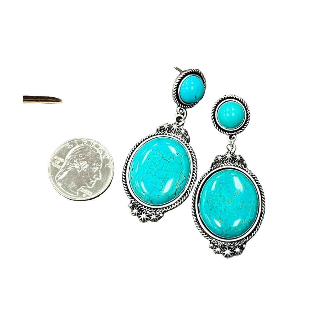 Women's Isac 2.5" Long Turquoise Post Earrings 