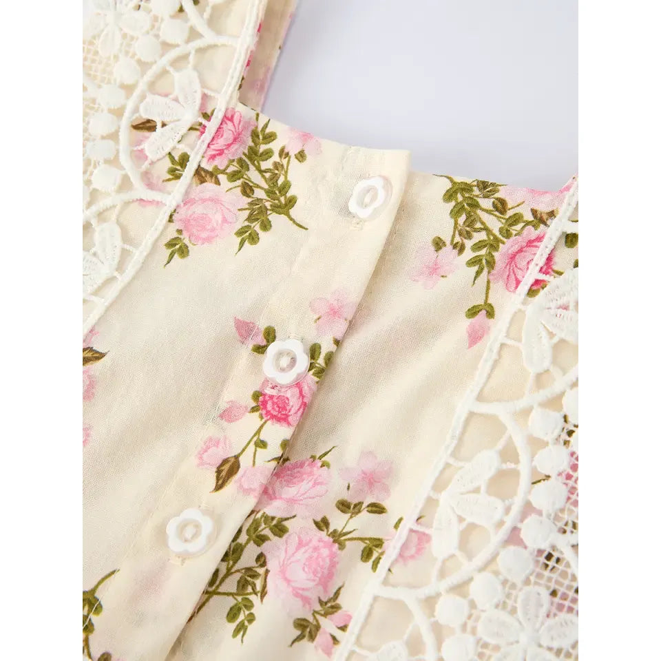 Girl's Youth Lace-Trimmed Bow Dress