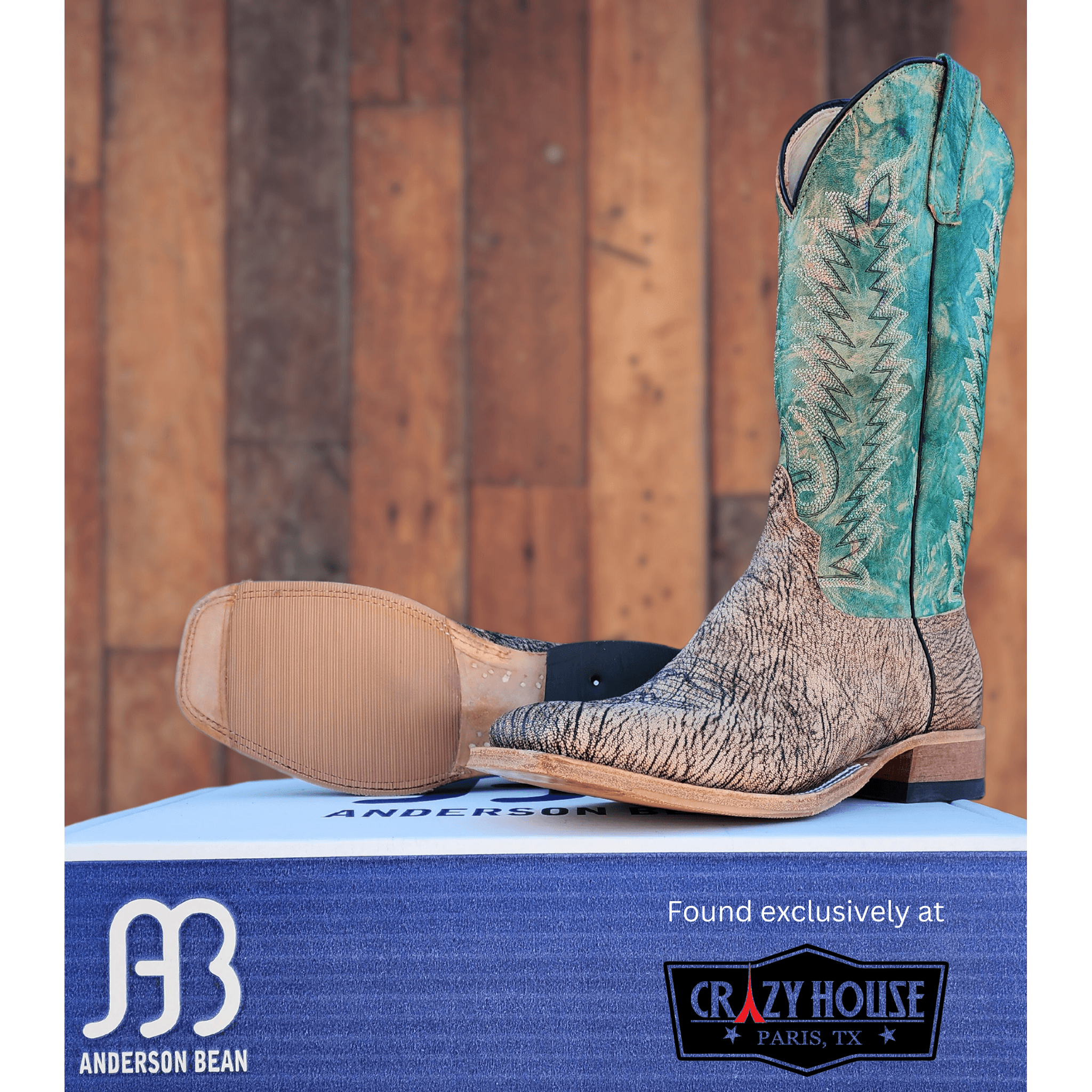 Anderson Bean Cape Buffalo with 13" Turquoise Tie-Dye Top - Crazy House Western Wear