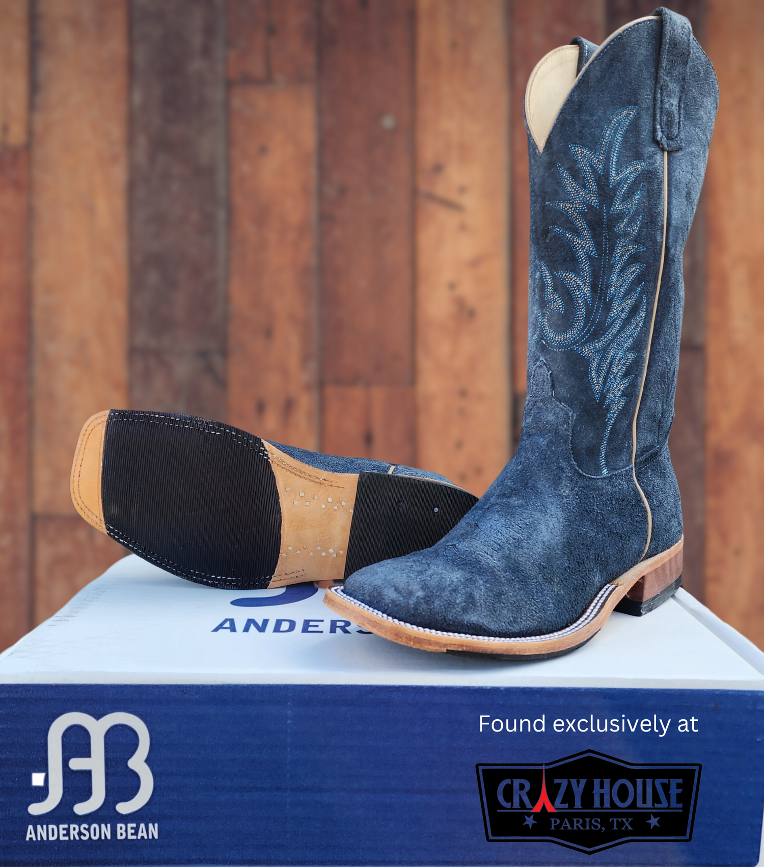 Anderson Bean Navy Safari Suede - Crazy House Western Wear