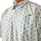 Men's Ariat Airflow Blue Glow Printed Short Sleeve Button Up 10073437