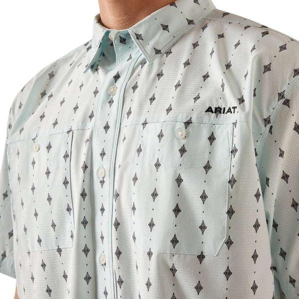 Men's Ariat Airflow Blue Glow Printed Short Sleeve Button Up 10073437