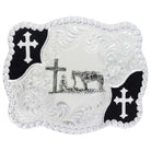 Men's Montana Silversmiths Christian Flourish Scallop Shape Belt Buckle With Christian Cowboy 3611-731M