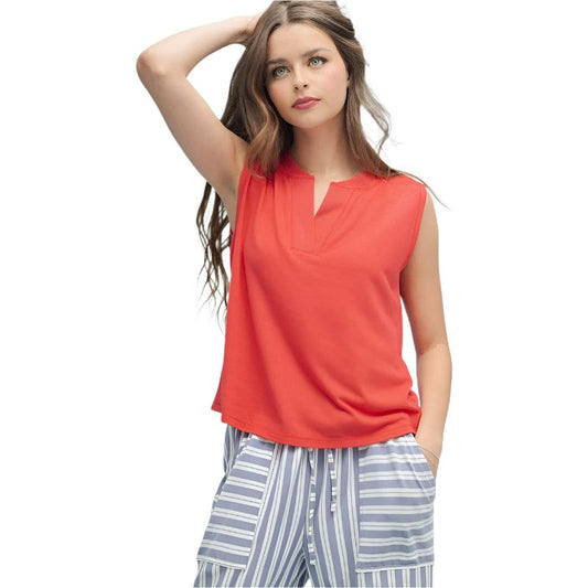 Women's Notch Knit Tank Top WL24-9920 - Crazy House Western Wear