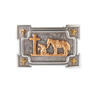 Men's Nocona Rectangle Praying Cowboy Silver and Copper Belt Buckle 37032