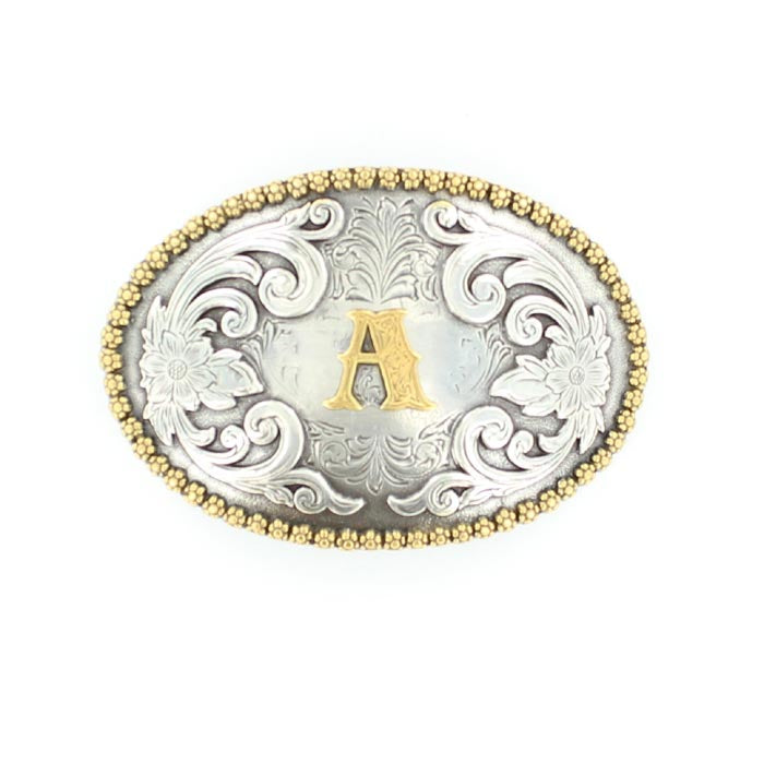 Men's Nocona Gold and Silver "A" Initial Belt Buckle 37072-A