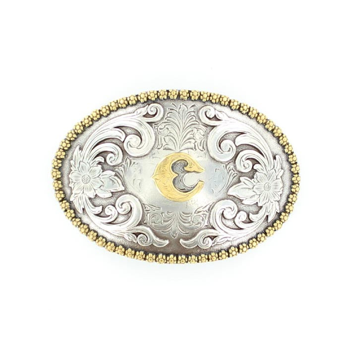 Men's Nocona Silver and Gold "C" Initial Belt Buckle 37072-C