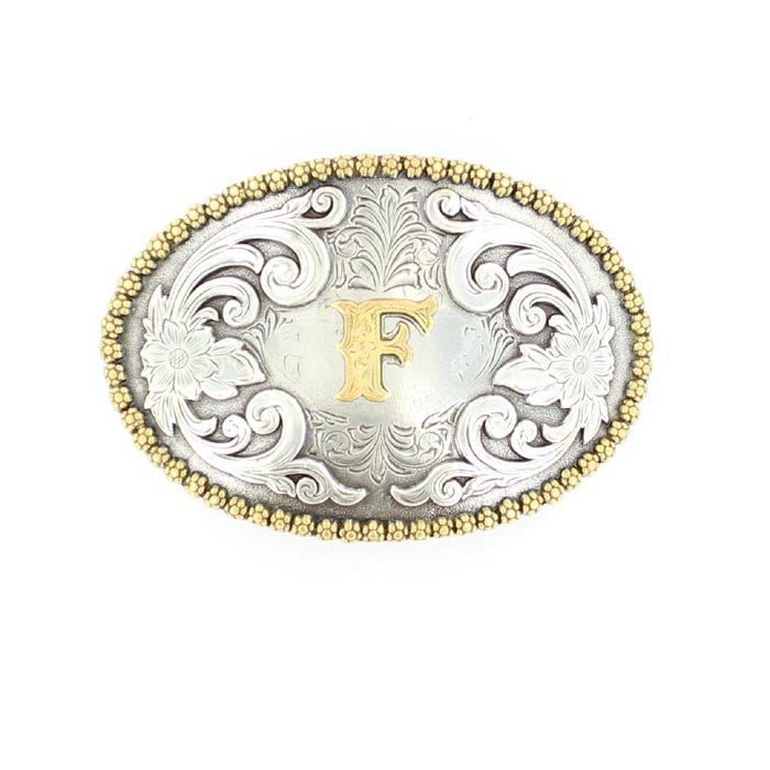 Men's Nocona Gold and Silver "F" Initial Belt Buckle 37072-F