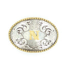 Men's Nocona Gold and Silver Buckle with "N" Initial 37072-N