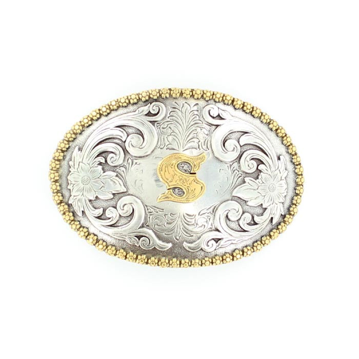 Men's Nocona Gold and Silver "S" Initial Belt Buckle 37072-S
