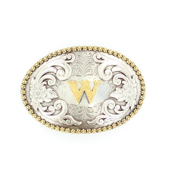 Men's Nocona Gold and Silver "W" Initial Belt Buckle 37072-W