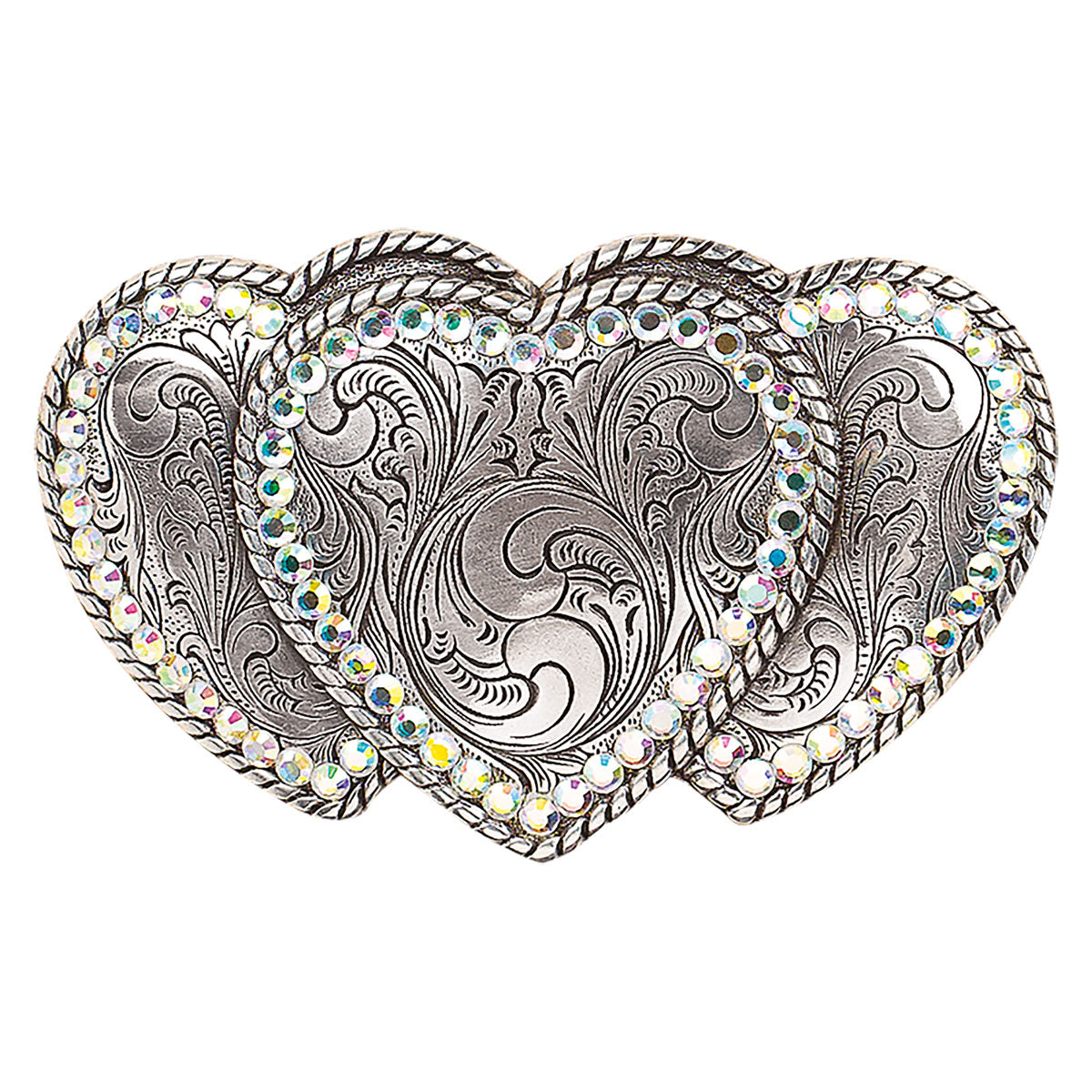 Women's Nocona Silver Triple Heart Buckle with Bling 37534