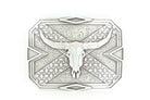 Men's Nocona Silver Longhorn Skull Rectangle Belt Buckle 37680