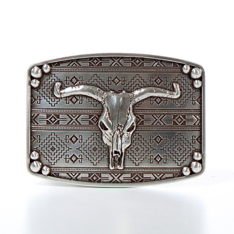 Men's Nocona Silver Rectangle Engraved Belt Buckle 37716