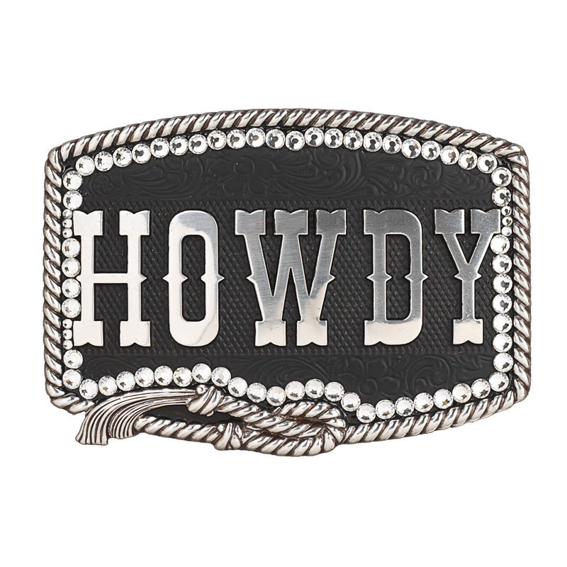 Women's Nocona Black and Silver Engraved "Howdy" Belt Buckle 37926