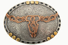 Men's Nocona Oval Antique Gold and Silver Engraved Belt Buckle 37949