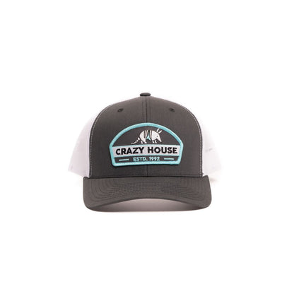 Crazy House Unisex Grey and Black Snapback with Armadillo Patch - Crazy House Western Wear