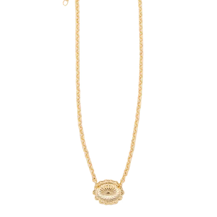 Women's West & Co 15" 18K Gold Plated Dainty Concho Necklace WC-N24G