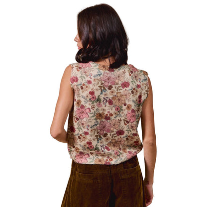 Women's Floral Print Button Sweater Vest 