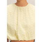Women's Yellow Bubble Hem Cotton Eyelet Sleeveless Top DZ26C114