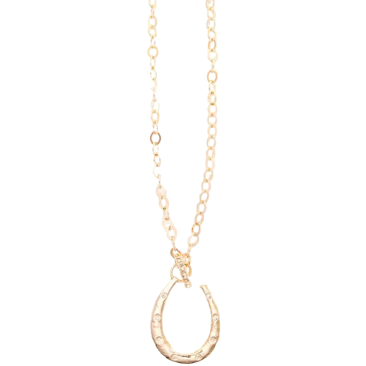 Women's West & Co 34" Gold Chain Necklace with Large Horseshoe Pendant N1513HRSG