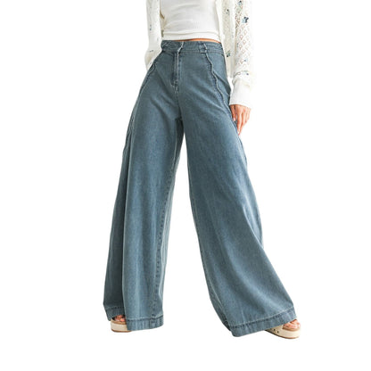 Women's Wide-leg Stretchy Denim Trousers CEPZ26336