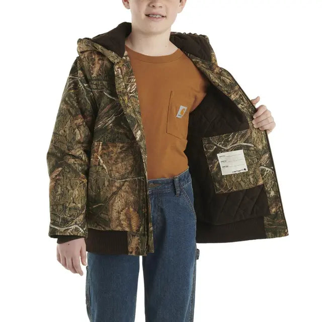 Boy's Carhartt Zip-Front Canvas Insulated Hooded Camo Jacket CP8579-CR27-JT6