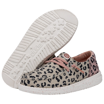 Girl's Hey Dude Wendy Funk Leopard Cream Slip on Shoes 40434-1LV