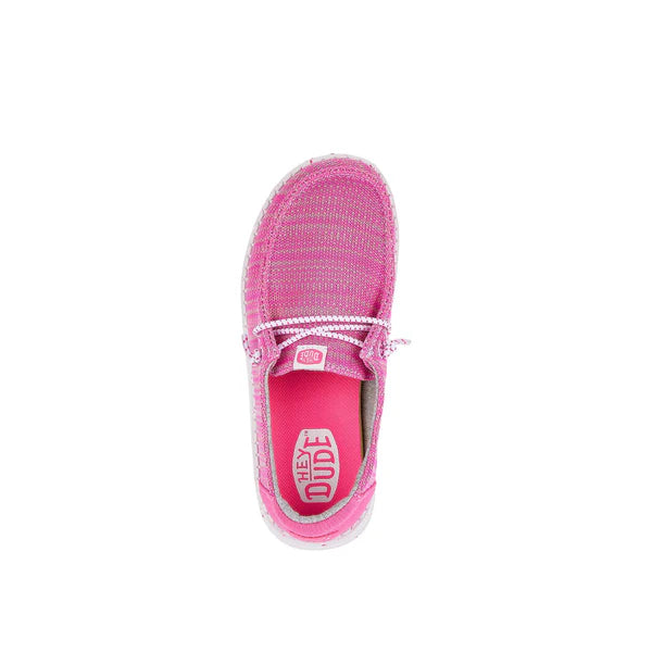 Girl's Hey Dude Wendy Sport Mesh Bright Pink Casual Slip on Shoes 40449-6WX