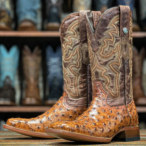 Men's 12" Tanner Mark Ostrich Print Boots TM200961 - Crazy House Western Wear