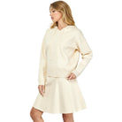 Women's Cream Hooded Long Sleeve Sweater Top